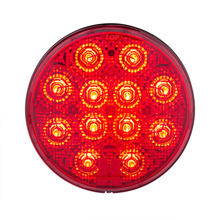 12 LED 4" Round Light (Stop, Turn &amp; Tail) With Heated Lens - Red LED/Red Lens