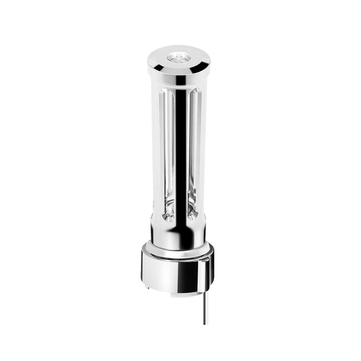 Thread-On Chrome Sonoma Style Gearshift Knob With LED 9/10 Speed Adapter - Clear Crystal/White LED