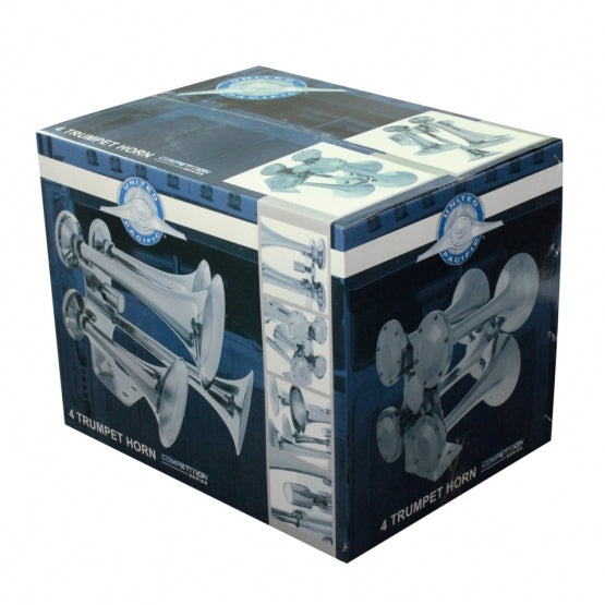 4 Trumpets Air Powered Chrome Train Horn - Competition Series