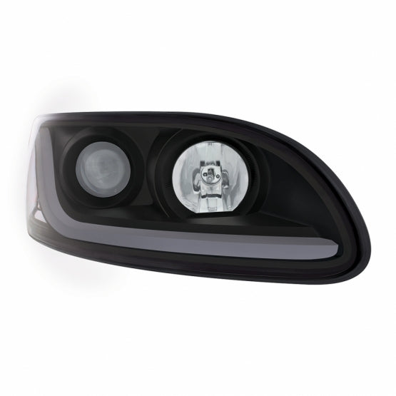 Black Projection Headlight W/LED Dual Function Light Bar For PB 386 (2005-2015) &amp; 387 (1999-2010) - Passenger