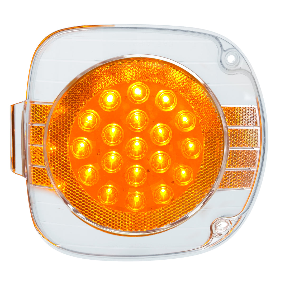 22 LED Turn Signal Light For 1996-2010 Freightliner Century - Amber LED/Clear Lens