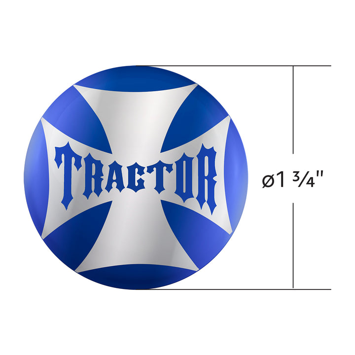 "Tractor" Maltese Cross Air Valve Knob Candy Color Sticker - Indigo Blue