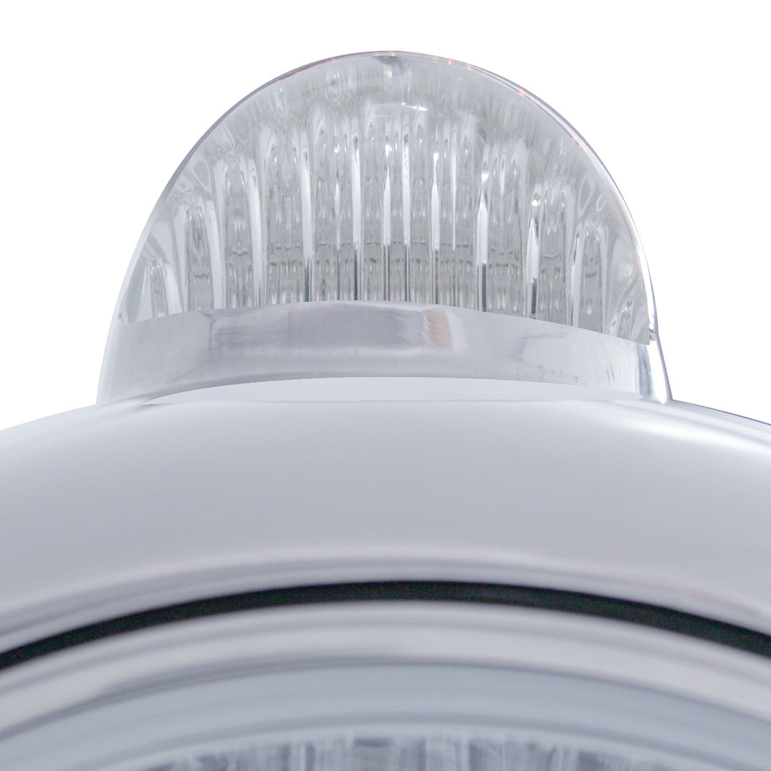 Stainless Steel Guide 682-C Headlight H6024 &amp; Dual Mode LED Signal - Clear Lens