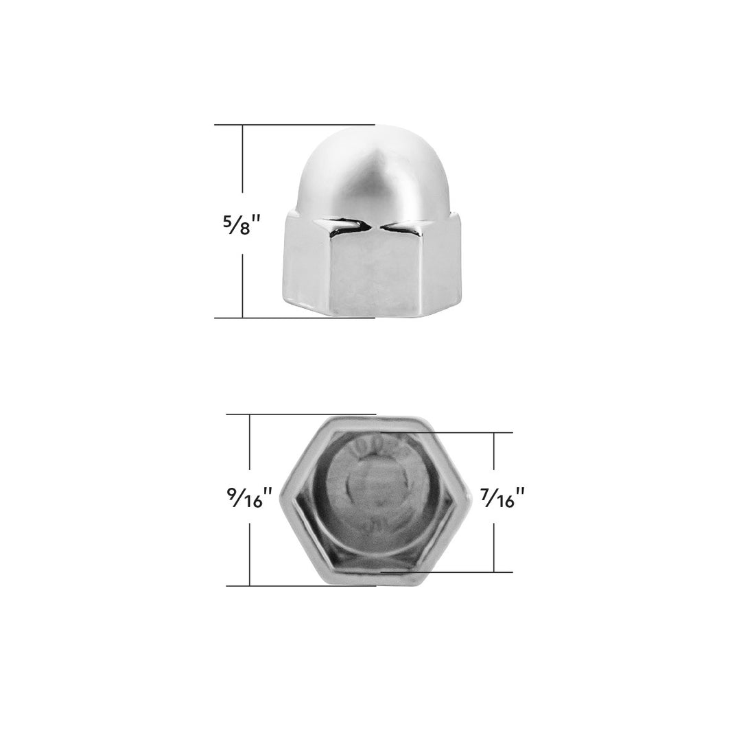 7/16" x 5/8" Chrome Die-Cast Acorn Nut Cover