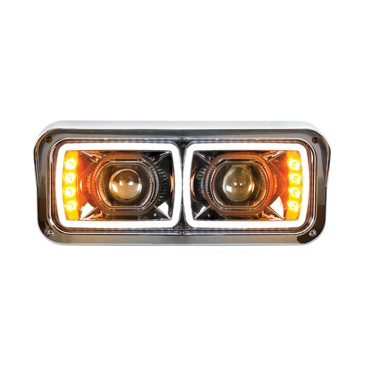 High Power LED "Blackout" Projection Headlight With LED Turn Signal &amp; Position Light Bar - Passenger