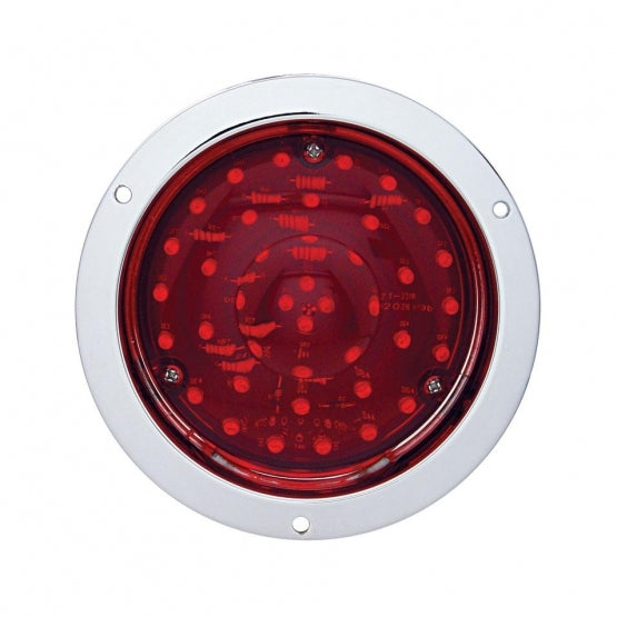40 LED 4" Round Flange Mount Deep - Dish Light (Stop, Turn &amp; Tail) - Red LED/Red Lens