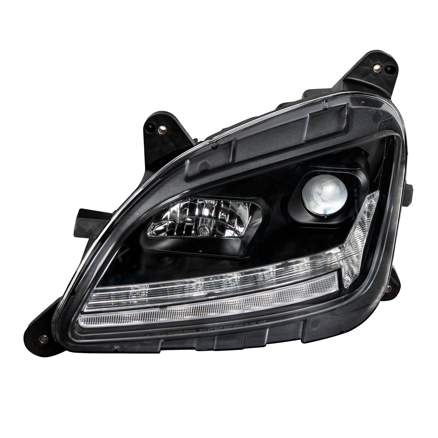 "Blackout" Projection Headlight With LED Sequential Turn & DRL For 2012-2021 Peterbilt 579- Driver