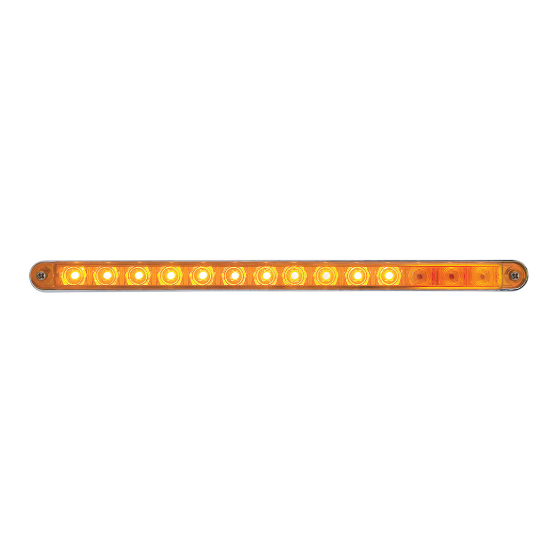 14 LED 12" Sequential Light Bar With Bezel - Amber LED/Amber Lens