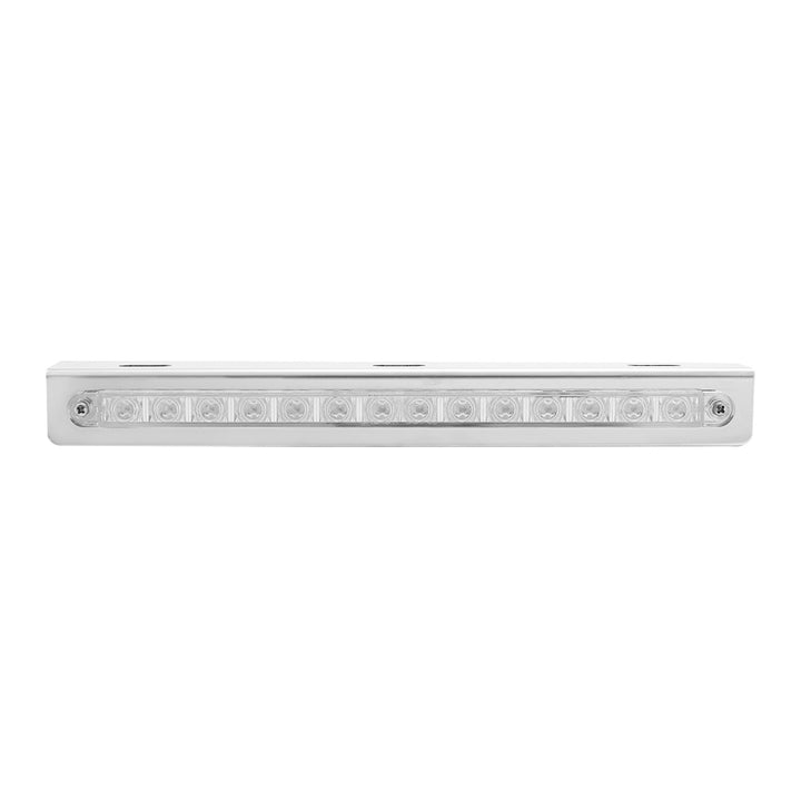 Stainless Light Bracket With 14 LED 12" Sequential Light Bar (Left to Right) - Amber LED/Clear Lens