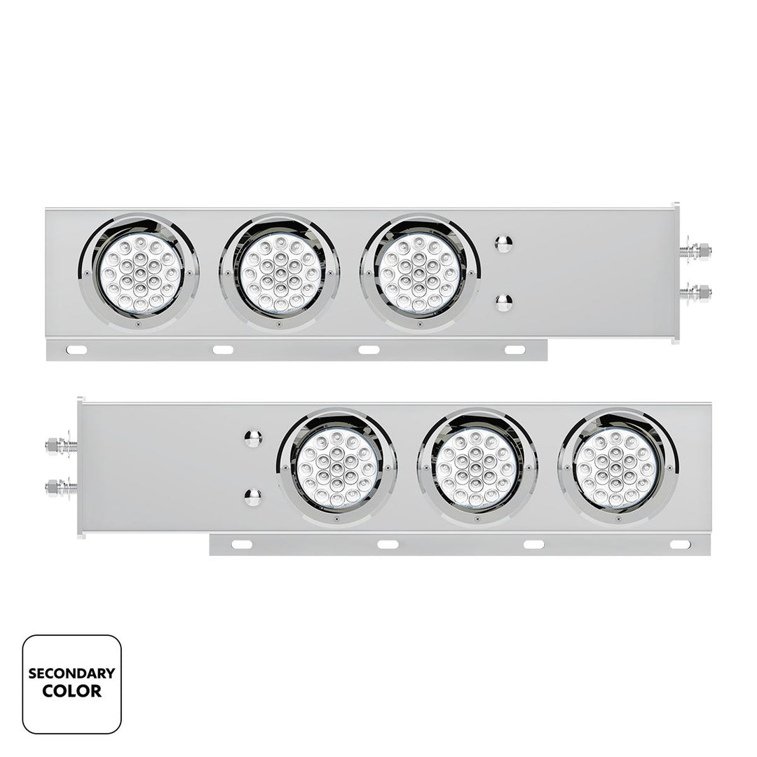 2" Bolt Pattern Stainless Steel Spring Loaded Light Bar With 6X Double Fury 19 LED Lights &amp; Visors - Red &amp; White LED (Pair)