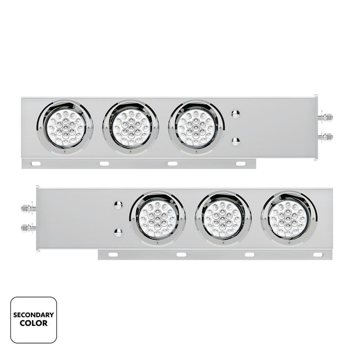 2" Bolt Pattern Stainless Steel Spring Loaded Light Bar With 6X Double Fury 19 LED Lights &amp; Visors - Red &amp; White LED (Pair)