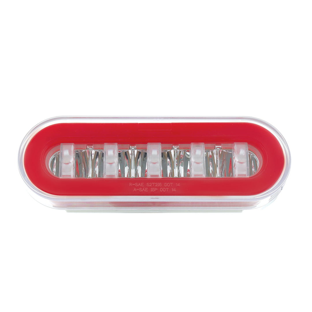 22 LED 6" Oval GloLight With Divider Bar Inner Design (Stop, Turn &amp; Tail) - Red LED/Red Insert (Bulk)