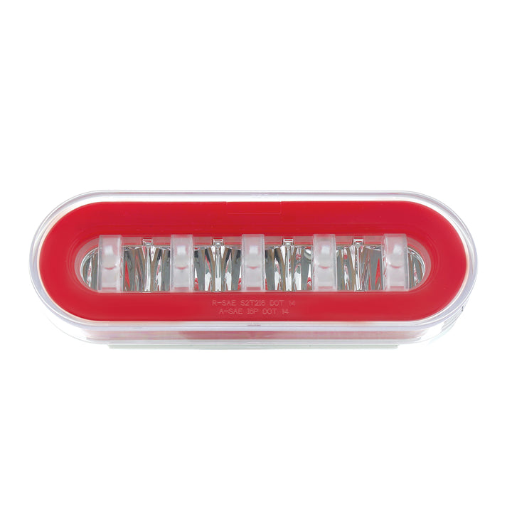 22 LED 6" Oval GloLight With Divider Bar Inner Design (Stop, Turn &amp; Tail) - Red LED/Red Insert (Bulk)