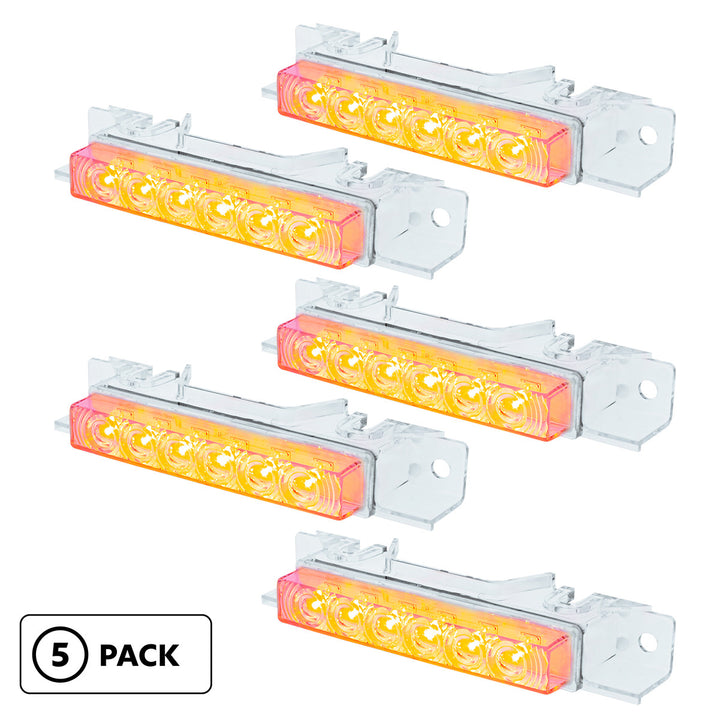6 LED Competition Series Exterior Visor Light For 1996-2024 Volvo VNL - Amber LED/Clear Lens(5 Pcs)
