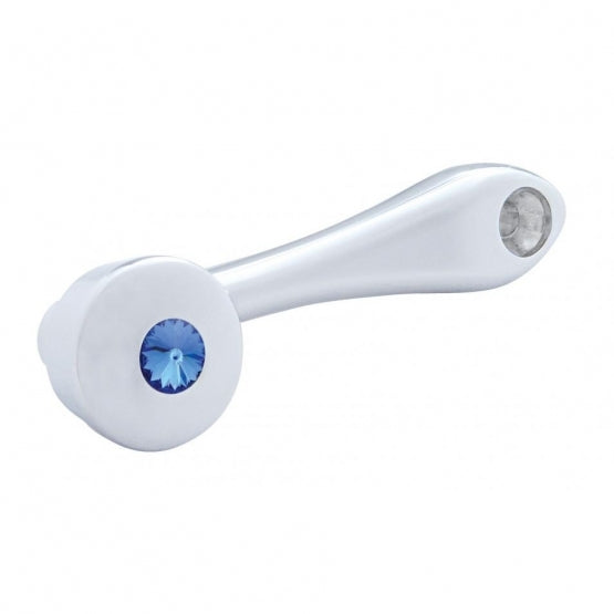 Chrome Die-Cast Window Crank With 16 - Spline 7/16” OD Adapter - Blue Crystal