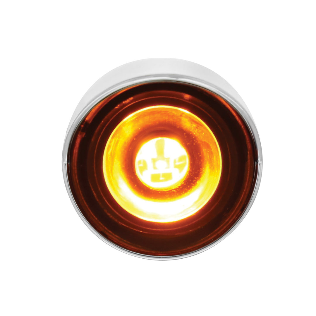 Stainless Steel Front Air Cleaner Bracket With 26 x 3 LED 3/4" Mini Lights &amp; Visors For Peterbilt - Amber LED &amp; Lens