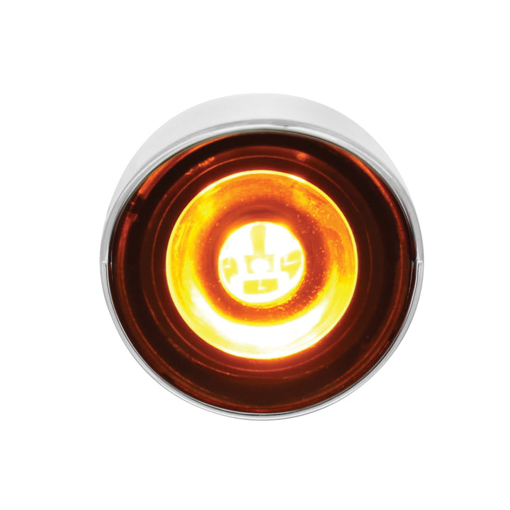 Stainless Steel Front Air Cleaner Bracket With 26 x 3 LED 3/4" Mini Lights &amp; Visors For Peterbilt - Amber LED &amp; Lens