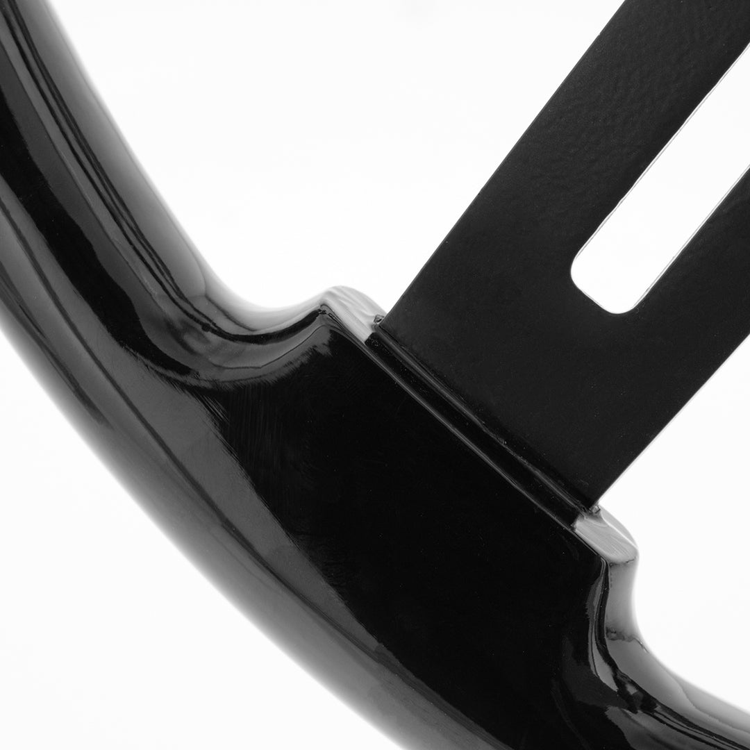 18" Matte Black 4 Spoke Steering Wheel With Horn Bezel &amp; Button - Gloss Black