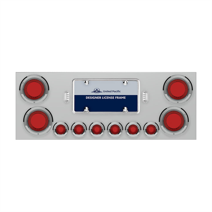 Stainless Steel Rear Center Panel With Four 23 LED 4" Lights &amp; Six 9 LED 2" Mirage Lights &amp; Bezels - Red LED/Red Lens