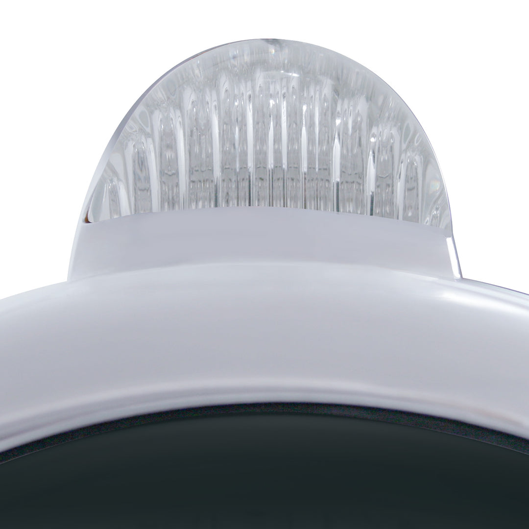 Chrome Guide 682-C Headlight H4 With White LED &amp; Dual Mode LED Signal - Clear Lens