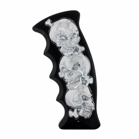 Skulls Pistol Grip Gearshift Knob - Black/Chrome