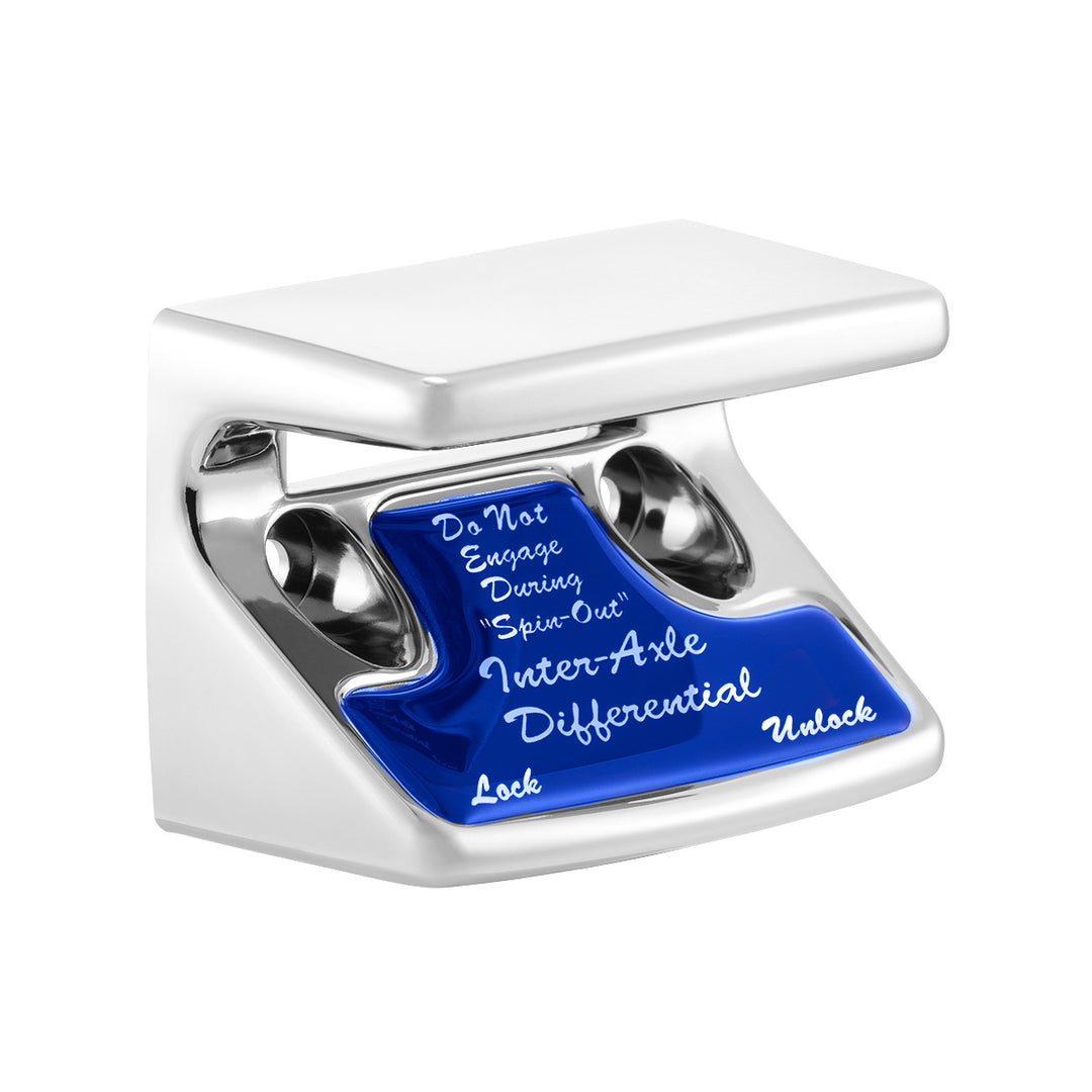 Chrome Plastic Axle/Differential Switch Guard With Glossy Sticker For 1990-2010 Freightliner Classic - Blue