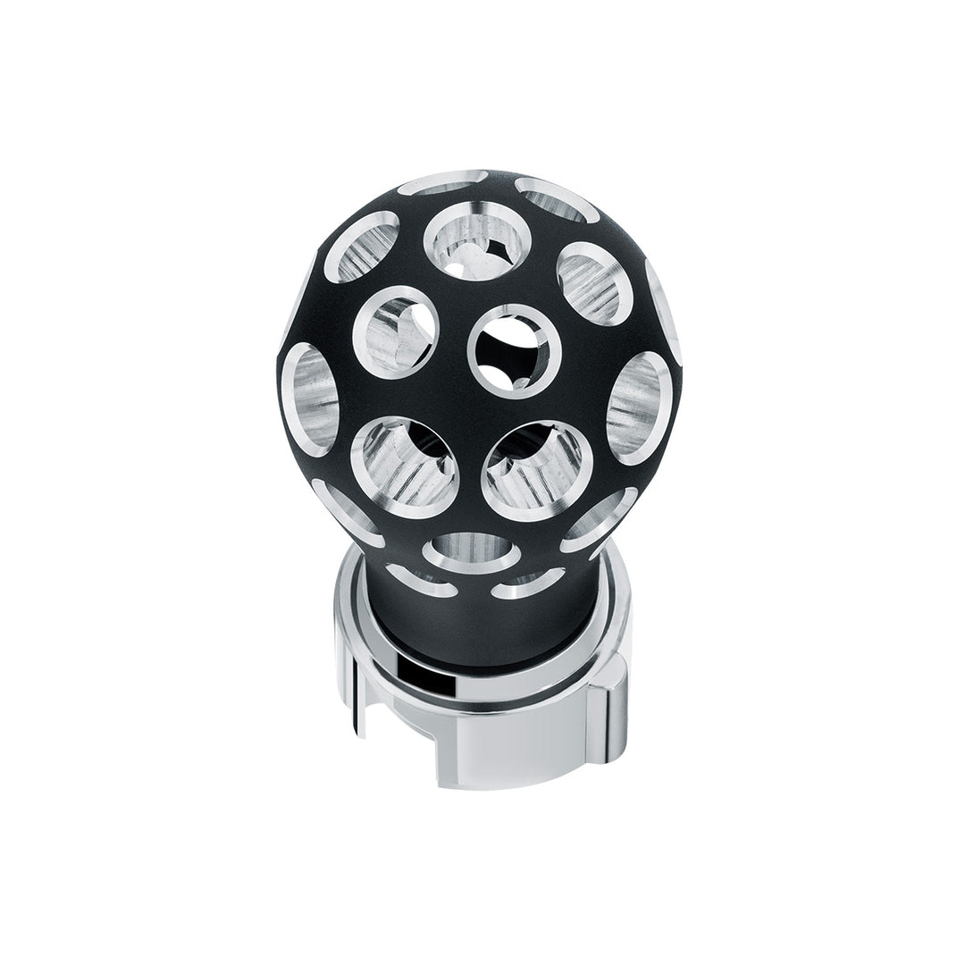 Thread-On Matte Black Phoenix Style Ball Gearshift Knob With LED 13/15/18 Speed Adapter - Green LED
