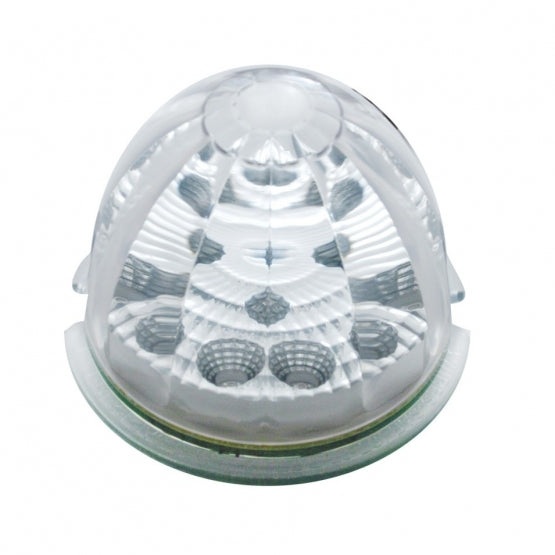 Fog Light Cover With 17 Amber LED Reflector Watermelon Lights For 2007-17 KW T660 - Passenger - Clear Lens