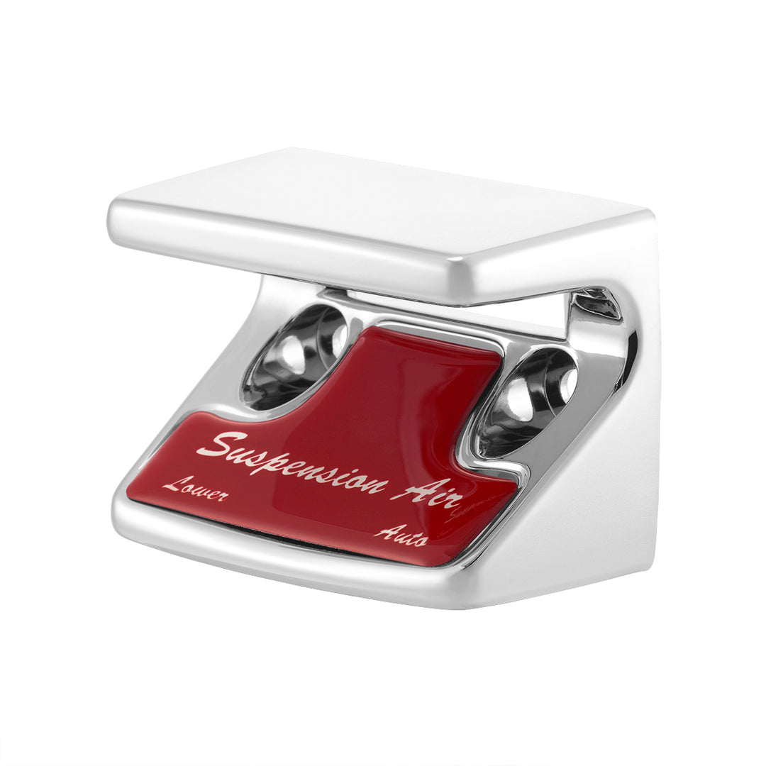 Chrome Plastic Suspension Air Switch Guard With Glossy Sticker For 1990-2010 Freightliner Classic - Red