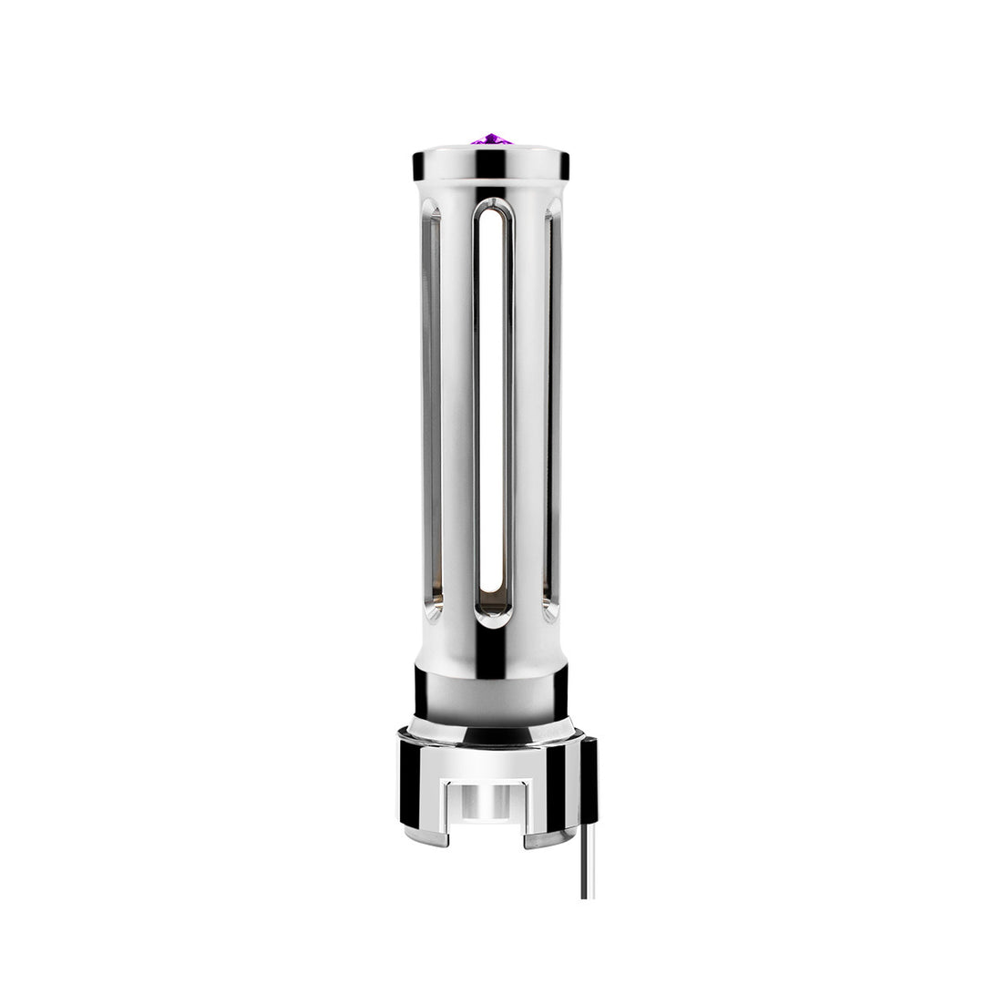 Thread-On Chrome Sonoma Style Gearshift Knob With LED 13/15/18 Speed Adapter - Purple Crystal/Purple LED