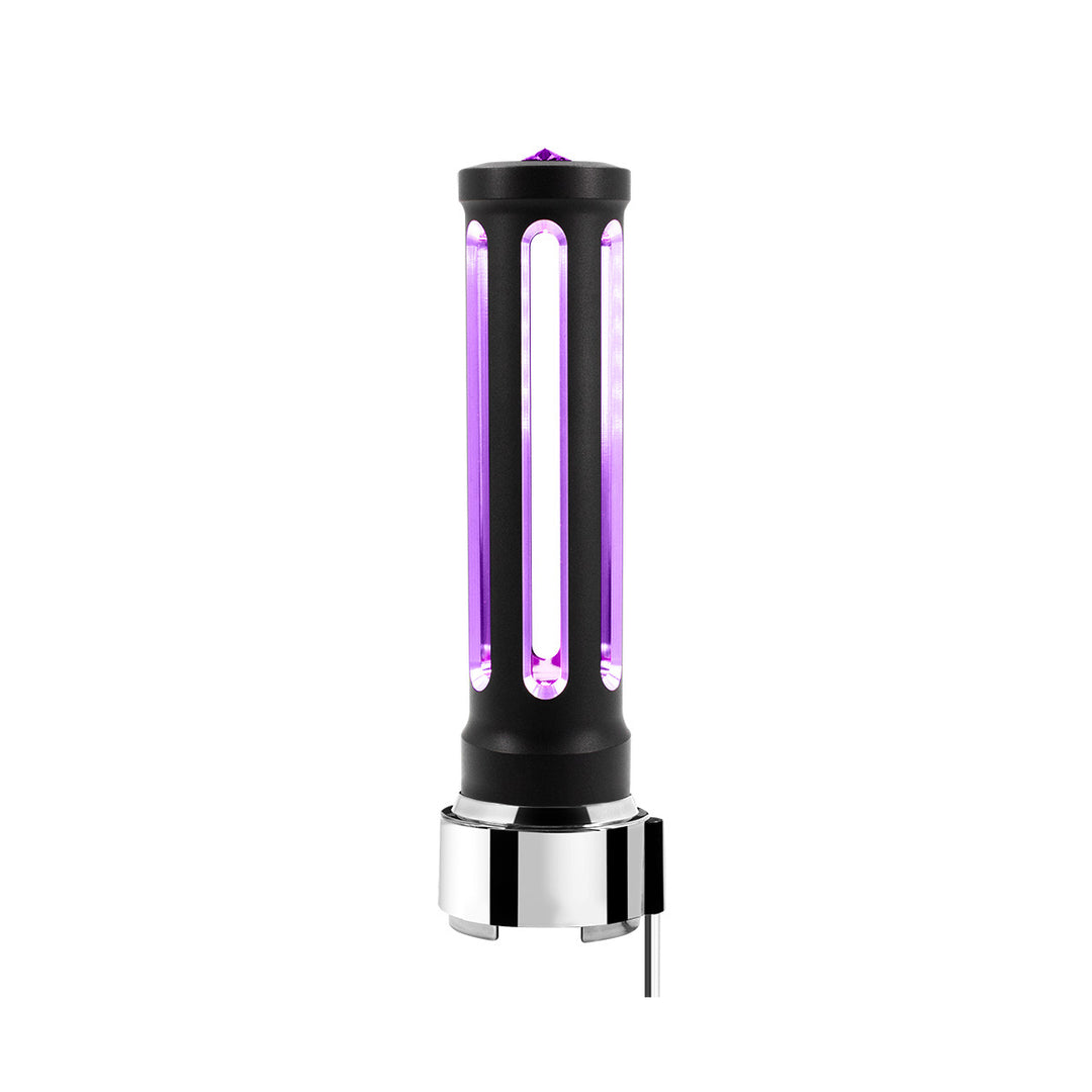 Thread-On Matte Black Sonoma Style Gearshift Knob With LED 9/10 Speed Adapter - Purple Crystal/Purple LED