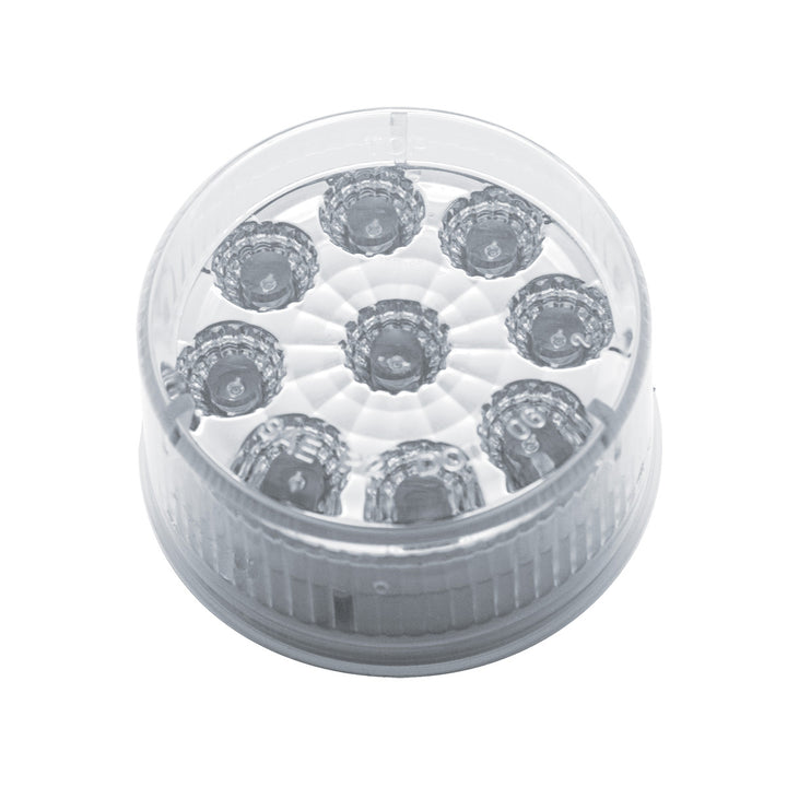9 LED 2" Round Reflector Light (Clearance/Marker) - Amber LED/Clear Lens (Bulk)