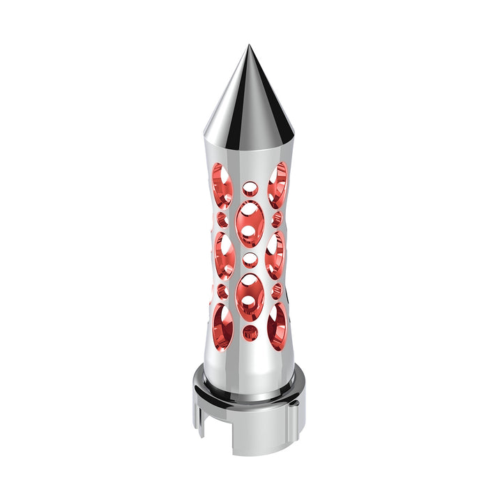Thread-On Daytona Style Spike Gearshift Knob With LED 13/15/18 Speed Adapter - Chrome/Red LED