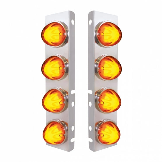 Stainless Steel Front Air Cleaner Bracket With 8 x 9 Amber LED Watermelon GloLight For PB Trucks - Amber Lens