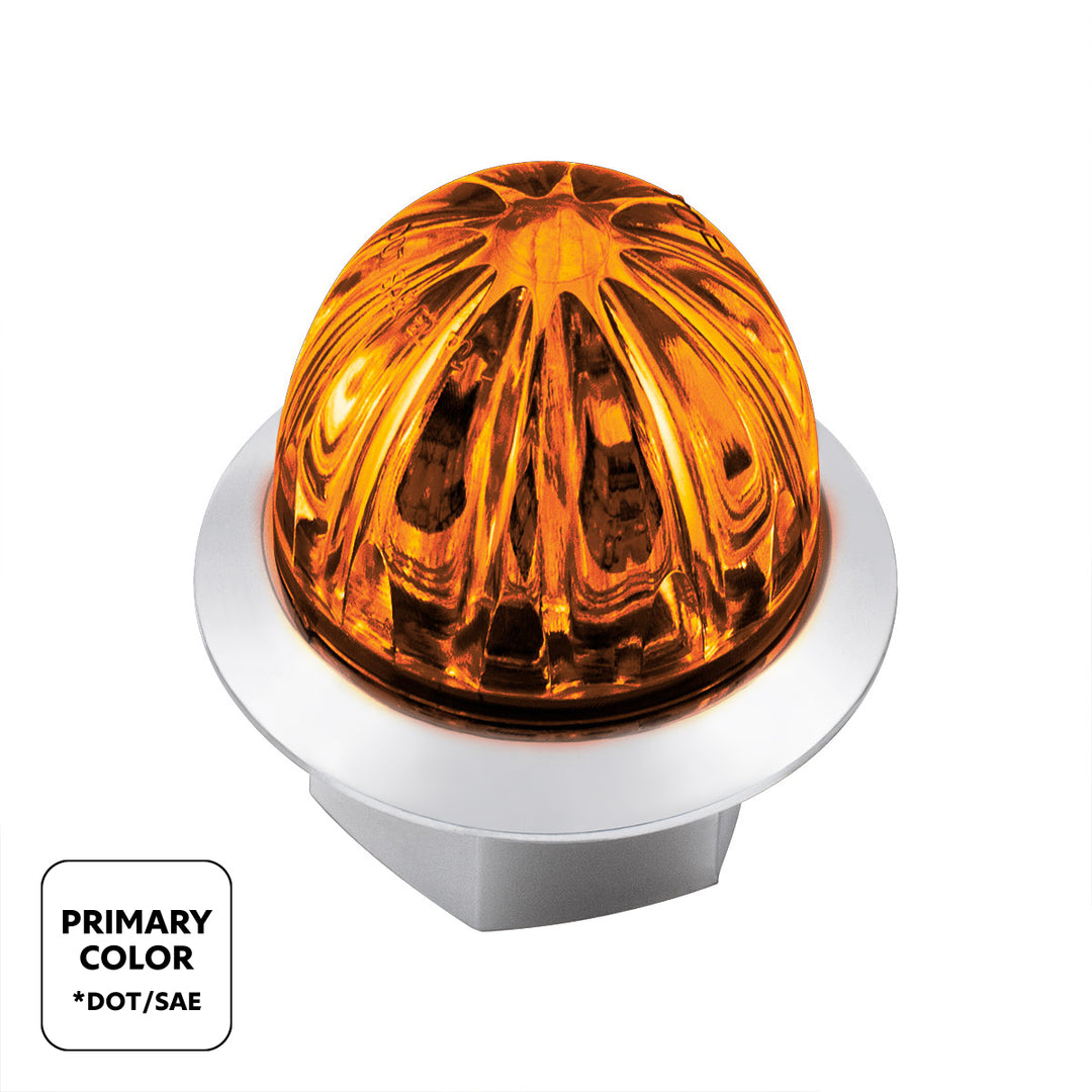 4 LED 1-1/8" Watermelon Double Fury Light With Clear Lens (Clearance/Marker) - Amber &amp; White LED
