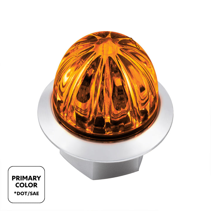 4 LED 1-1/8" Watermelon Double Fury Light With Clear Lens (Clearance/Marker) - Amber &amp; White LED