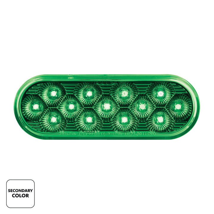 13 LED 6" Oval Double Fury Light (Turn Signal) - Amber &amp; Green LED/Clear Lens
