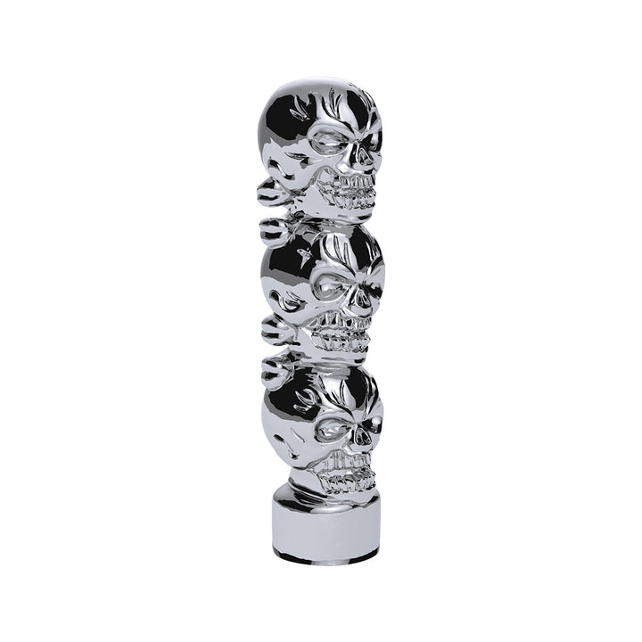 1/2" - 13 Thread-On 3 Skull Shift Knob - Chrome