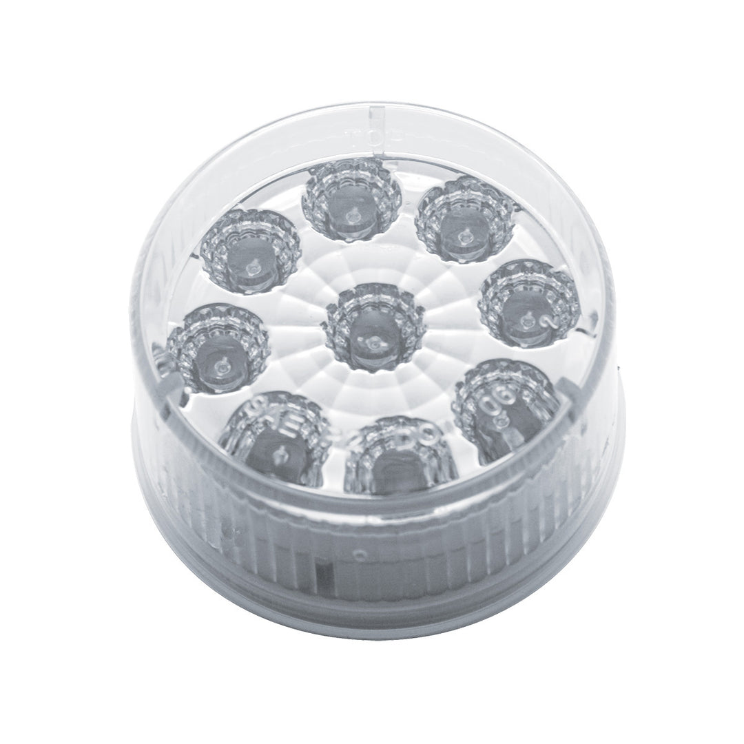 9 LED 2" Round Reflector Light (Clearance/Marker) - Amber LED/Clear Lens