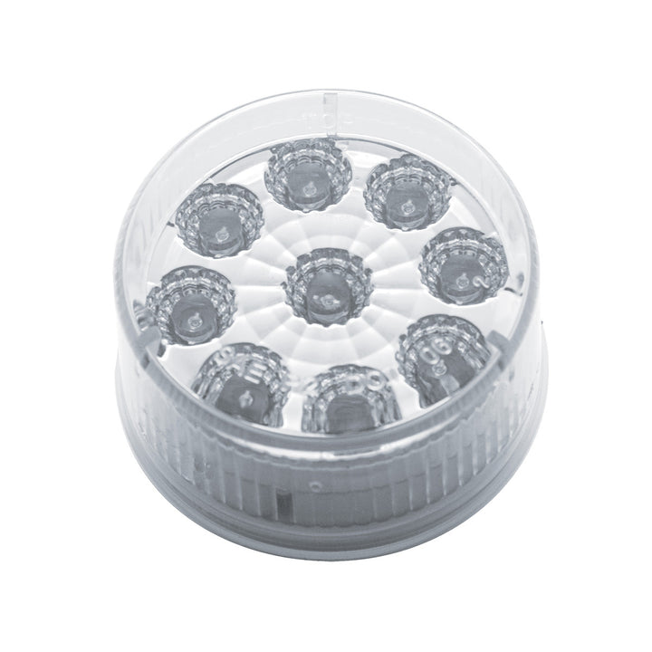 9 LED 2" Round Reflector Light (Clearance/Marker) - Amber LED/Clear Lens