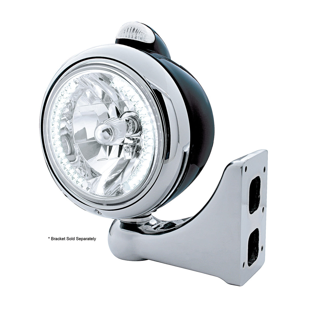 Black Guide 682-C Headlight H4 With White LED &amp; Dual Mode LED Signal - Clear Lens