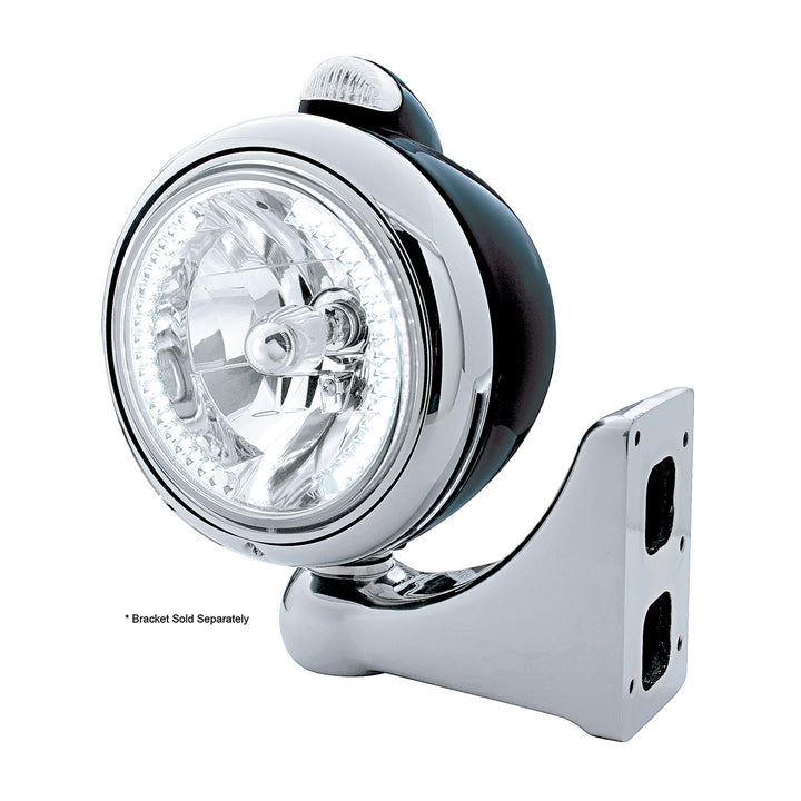 Black Guide 682-C Headlight H4 With White LED &amp; Dual Mode LED Signal - Clear Lens