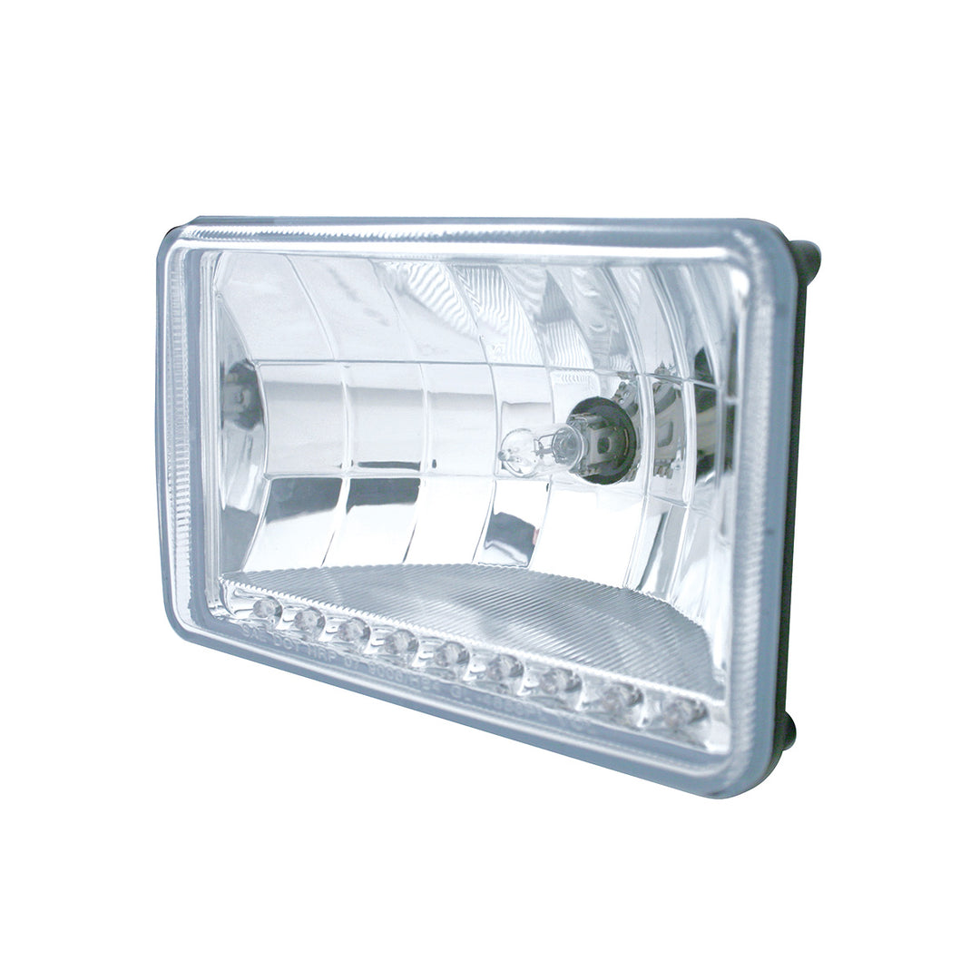 4" x 6" Crystal Headlight With 9 White LED Position Light - Low Beam