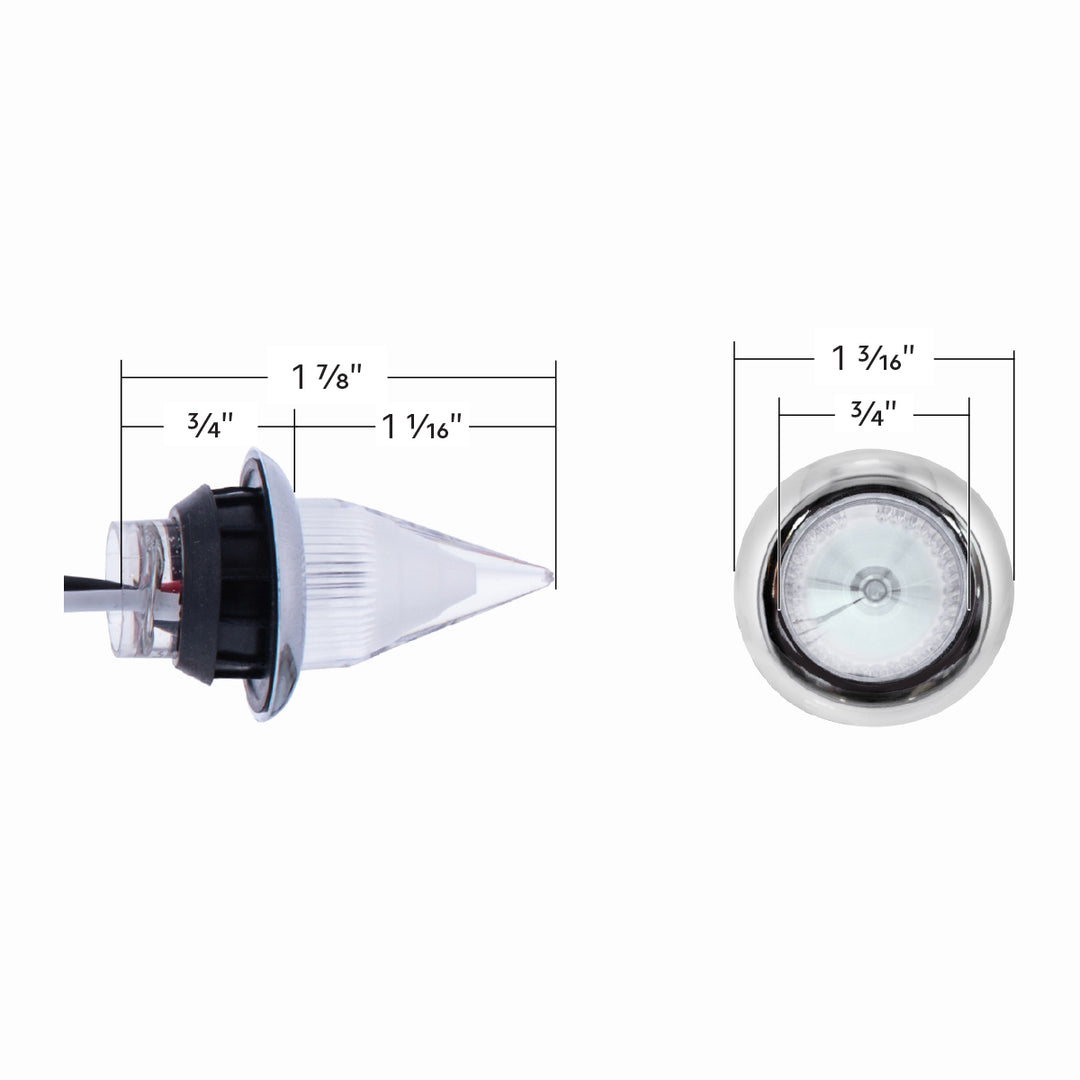 4 LED Dual Function 3/4" Mini Spike Light With Stainless Steel Bezel (Auxiliary/Utility) - Blue LED/Clear Lens