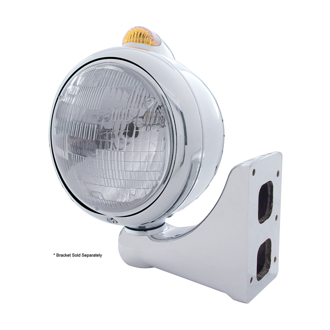Chrome Guide 682-C Headlight H6024 &amp; Dual Mode LED Signal - Amber Lens