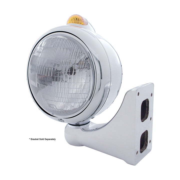 Chrome Guide 682-C Headlight H6024 &amp; Dual Mode LED Signal - Amber Lens