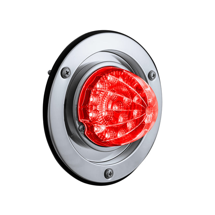17 LED Dual Function Watermelon Reflector Light Sleeper Bunk Kit With 304 Stainless Steel Bezel - Red LED/Clear Lens