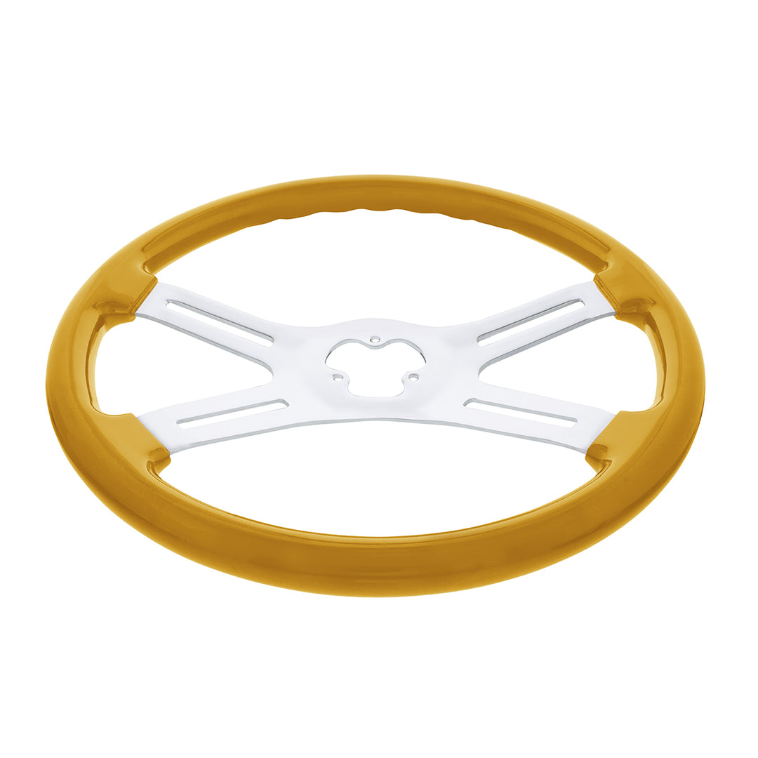 18" Vibrant Color 4 Spoke Steering Wheel - Electric Yellow