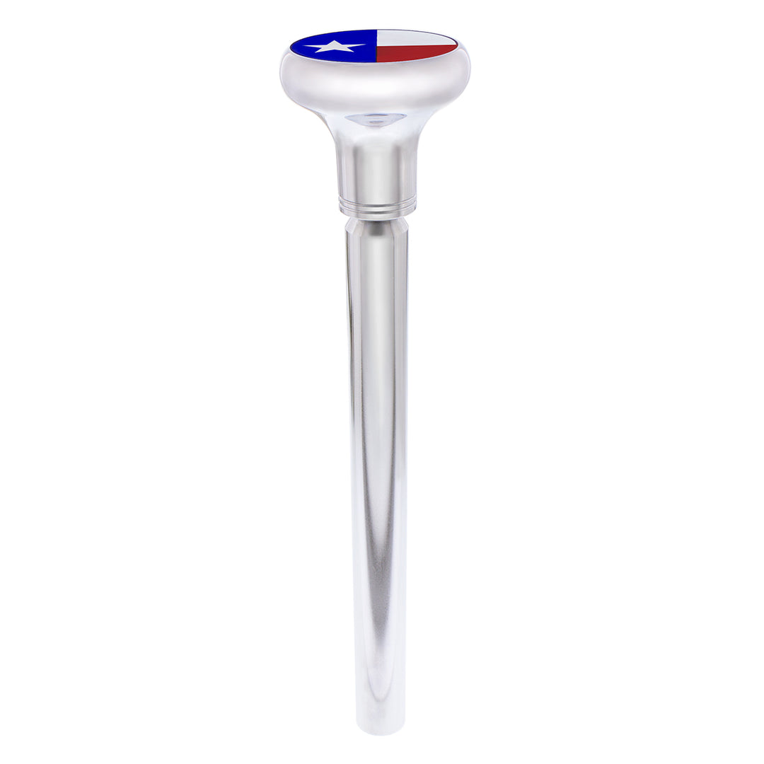 1/2" - 13 Thread-On Gearshift Knob With Texas Flag Sticker - Chrome