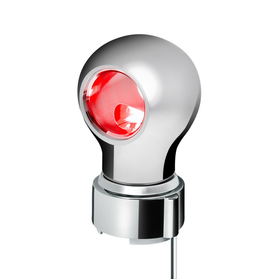 Thread-On Chrome Charlotte Style Gearshift Knob With LED 9/10 Speed Adapter - Red LED